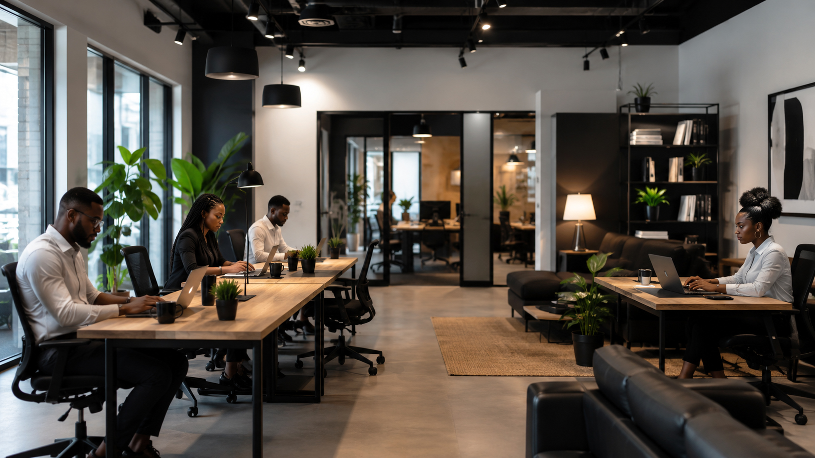 Professional team members in a modern office